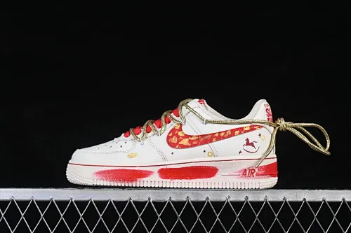 All categories Nk Air Force 1 Air Force series Nk Air Force 1 Low Air Force low-top Nike Air Force 1'07 Low "Lucky Steed Traces" Hand-painted graffiti Year of the Horse limited edition Red gold rima Air Force 1 low-top casual sneakers SD2023-402